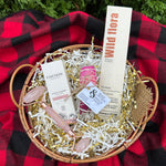 Rose quartz roller and oil facial set in gift basket