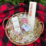 Rose quartz roller and oil facial set in gift basket