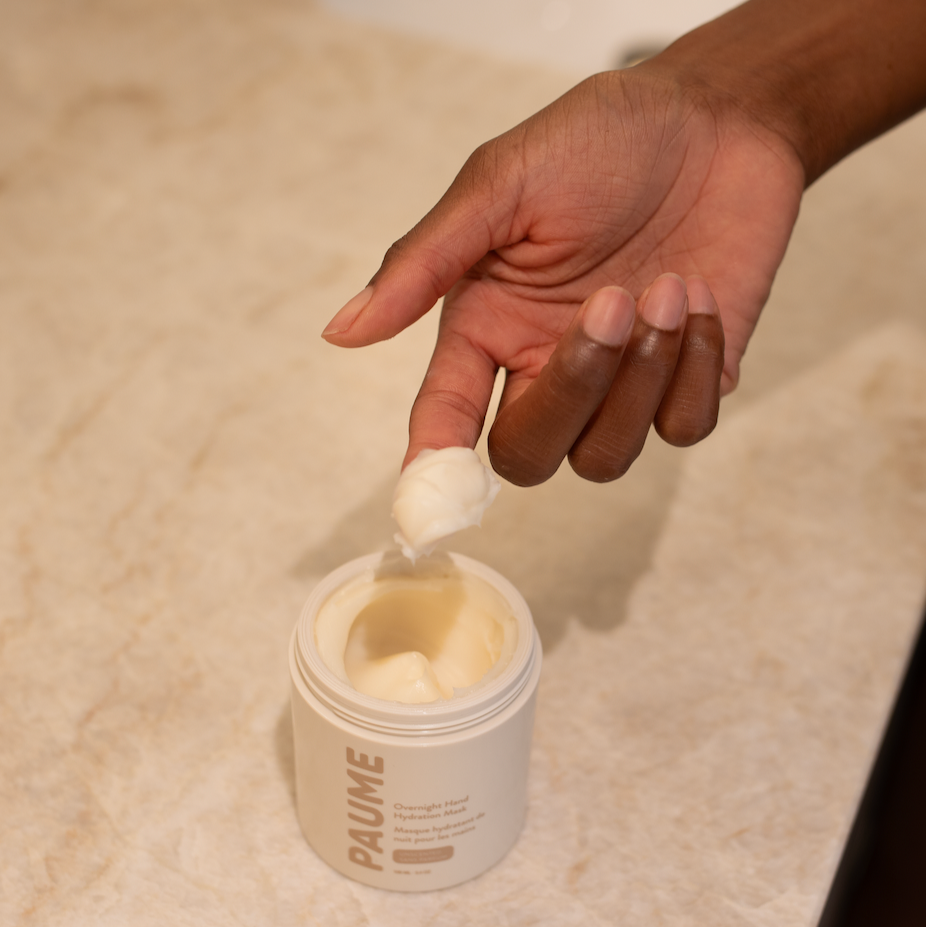 Paume hand mask on hands