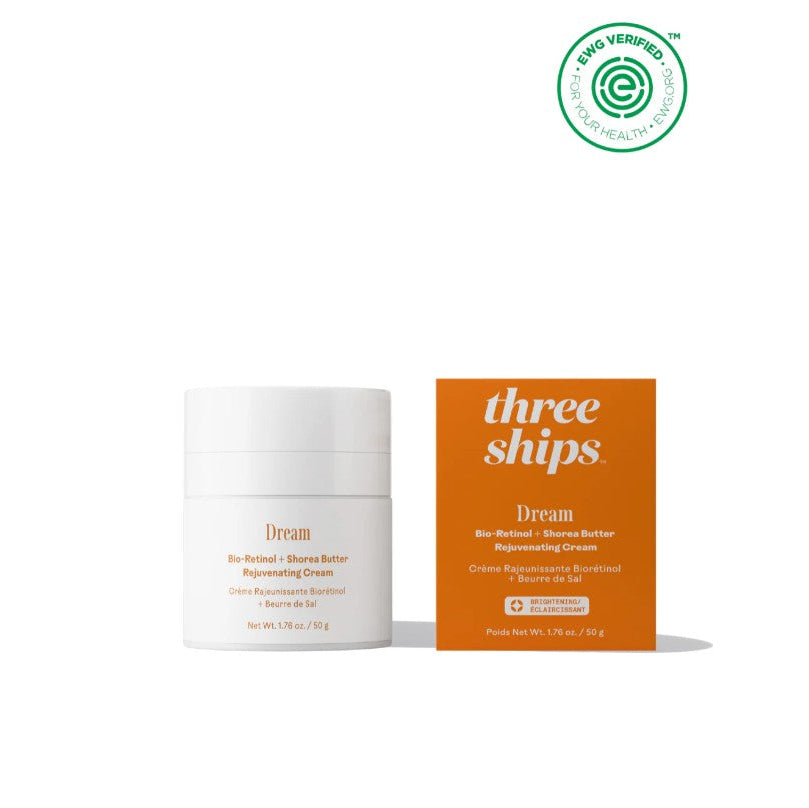 Three Ships Skincare product with packaging on a white background