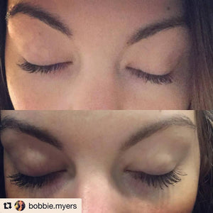 Before and after Plume eye lash serum